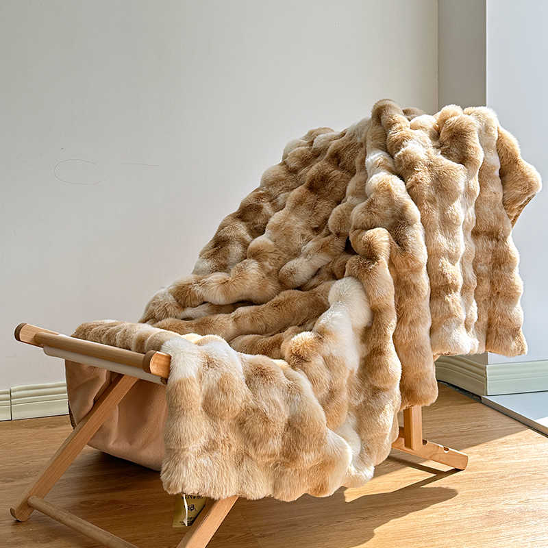 Premium Tie-Dye Faux Fur Rabbit Plush Sofa Blanket | 3CARATS