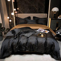 Talia Black Gold Cotton Satin Bedding Set | 3CARATS