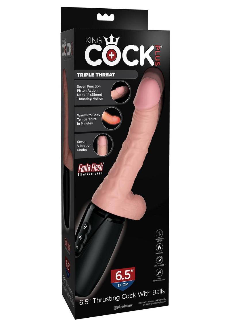 King Cock Plus 6.5in Thrusting Dildo with Heating And Vibration Modes